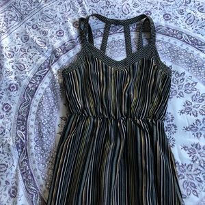 Black multicolored stripes maxi dress